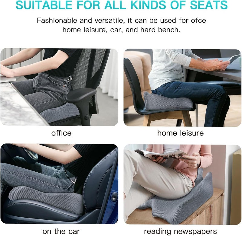 Benazcap Memory Seat Cushion for Office Chair Sciatica & Back Pain Relief Memory Foam Firm Coccyx Pad for Car, Wheelchair, Gaming Chair and Desk Chair, Gray - Image 5